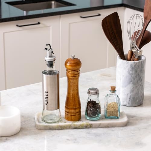Koville Marble Tray, 12"x4" Marble Vanity Tray for Bathroom Kitchen Countertop Sink, Natural Stone Tray for Home Decor, Decorative Rectangular Narrow Catchall Tray for Jewelry Perfume - color: Bianco Palomino, size: 12" x 4" x 0.7"