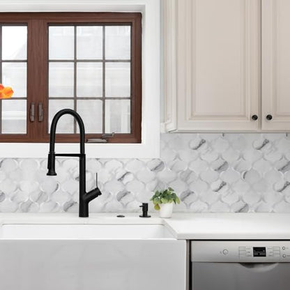 10 Sheet Arabesque Peel and Stick Backsplash Tile, Stick on Backsplash for Kitchen and Bathroom Wall, Marble White Look PVC Mixed Metal Aluminum - color: Marble White Mixed Metal Silver