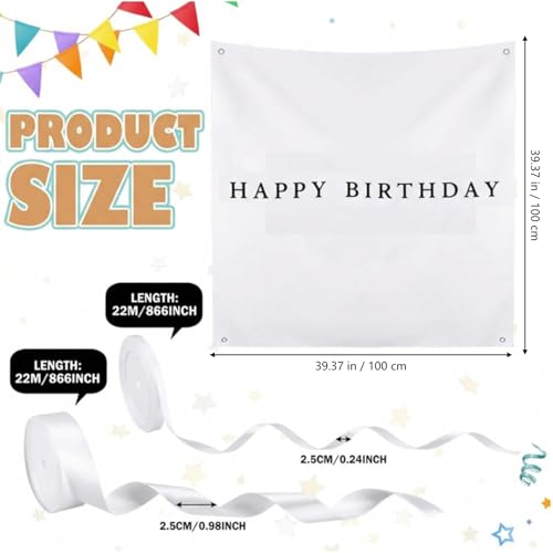 Oudain 40x40 Inch Happy Birthday Burlap Banner, Fabric Party Decorations Backdrop, Boho Rustic Photo Props Sign with Hanging String for Birthday Party Indoor Outdoor Yard Wall Decor - size: 40x40 Inch, style: Happy Birthday