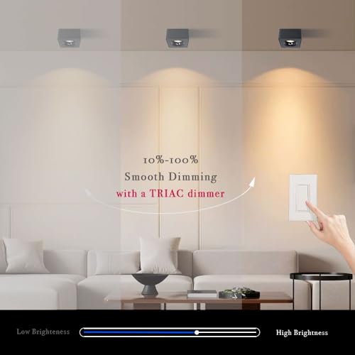 LED Dimmable Square Ceiling Spotlight Aluminum Black Wide 4.61 in Ultra-Thin 2.16 in Downlight Modern Ceiling Mounted Spot Light Fixture for Living Room Hallway Foyer CRI 98 12W 3000K 002 - color: Black, size: Square-12W-Dimmable