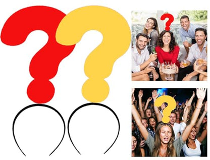2Pcs Funny red heart headbands Set for Concerts, Halloween, Cosplay & Photo Props - Soft Stretchy Headbands - color: Question Mark Headband 2