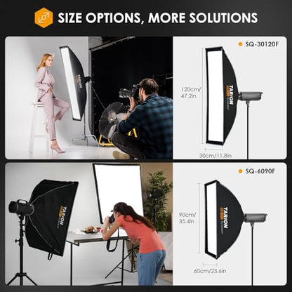 TARION 11.8"x47.2" Quick Release Strip Softbox - Foldable Bowens Mount Softbox with Diffusers/Honeycomb Grid/Carrying Bag for Live Streaming, Photography, Videography (SQ-30120F) - size: 11.8x47.2 in (30x120cm)