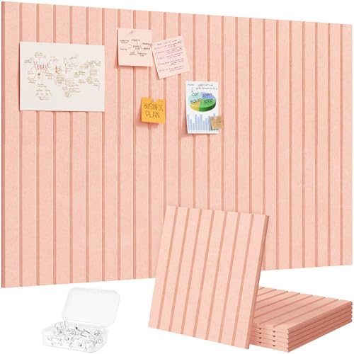 Lifewit Felt Slatted Bulletin Board, 6 Pack Self-Adhesive Panel, 36"x 24" Total Size, Cork Board Alternative, Pin Message Board with 30 Pushpins for Room and Office Decor, Home, Dorm, Pink - color: Pink, size: Slat Stripe 6-pack