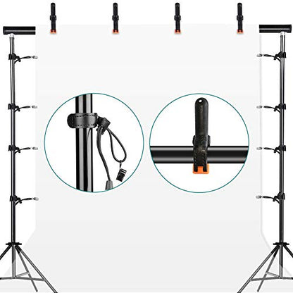 16Clips - 8Heavy Duty Spring Clips & 8Backdrop Clip Holders, Adjustable Elastic Nylon PhotoClips for Photography & Video Studio