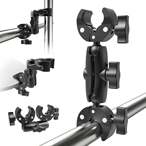 Taisioner Double Super Clamp Mount Umbrella clamp Camera Clamp Pole Clamp for Monitor Bracket Magic Socket Arm Desk Photo Studio Light Stand, Photography Reflector, Flag Holder Mount, Cross Bar - size: Double clamp