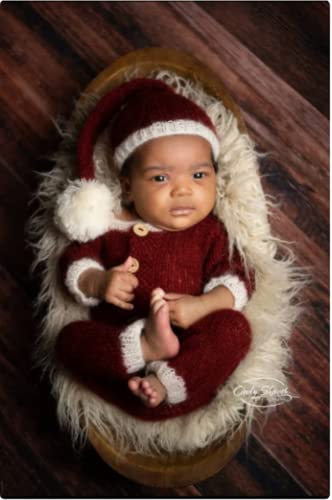 Fashion Cute Newborn Boy Girls Baby Costume Outfits Photography Props Hat Pants - color: Red Wine