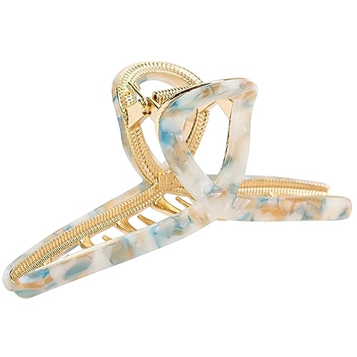 Big Butterfly Hair Claw Clips for Women - 4.7" Large Acetate Metal Hair Clips for Long Thick Hair (Mixed Blue) - color: white blue02