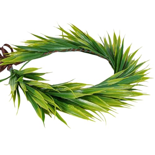 Hawaiian Leaf Lei Crown Headband - Artificial Tropical Green Leaves Headpiece for Girls Women Hawaii Decor Beach Luau Party Costume Accessories - color: Green