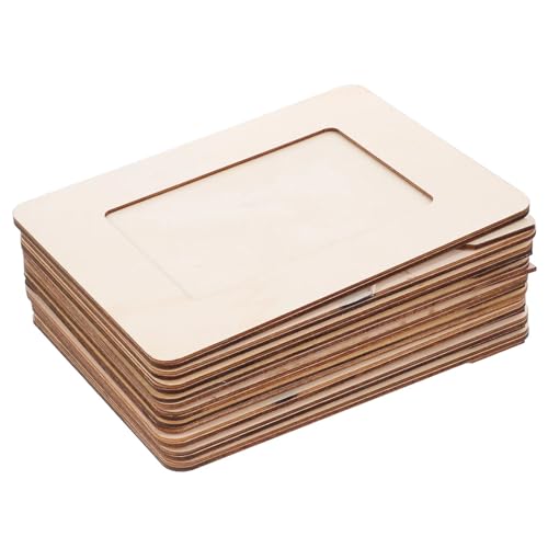 Unfinished Wood Frames 10Pcs Wooden Blank Photo Frames DIY Craft Kits for Kids Creativity Material Special Decoration Living Room Bedroom