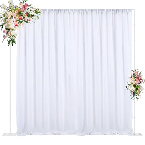 Wokceer 10 FT Backdrop Stand Heavy Duty Pipe and Drape Kit, Adjustable White Backdrop Stands for Wedding Photo Booth Background Birthday Party Exhibition Decoration - color: White-10 E