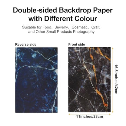 12PCS 12Patterns Product Photography Backdrops,Photo Backdrop Double Sided Marble and Tile Photo Background（16.5X11inch） - color: Marble series