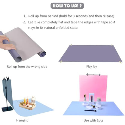 6PCS/12Patterns 34''x23'' Photography Backdrops Small Product Background Paper W/T-Stand, Double Sided Morandi Flat Lay Photo Tabletop Boards for Food Jewelry Cosmetics Props (Warm 6Pcs/12Colors)
