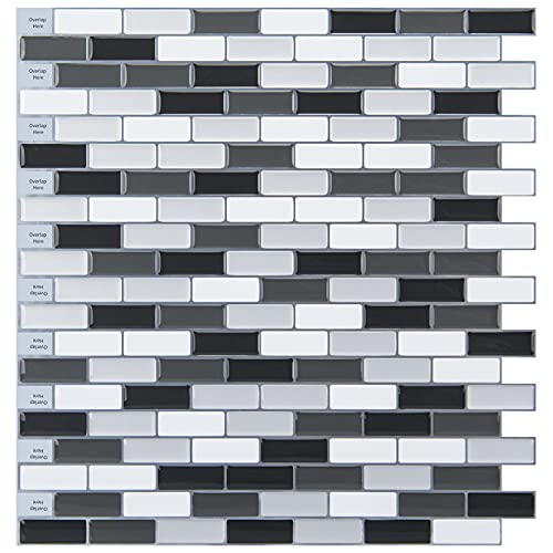 Art3d Peel and Stick Wall Tile for Kitchen/Bathroom Backsplash, 12"x12", Black-White (6 Pack) - color: Black/White-2