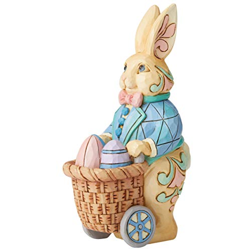 Jim Shore Eggs for Everybunny Pint Sized Bunny Pushing Cart Figurine 6006230 New