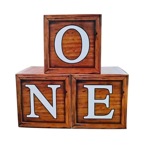 One Boxes for 1st Birthday Wood Grain, One Balloon Box, Baby Girl 1 Year Old Gifts, 1st Birthday Party Supplies Boy, 1 Year Anniversary Decorations Photoshoot Props Backdrop. (Wood Grain) - color: Wood Grain
