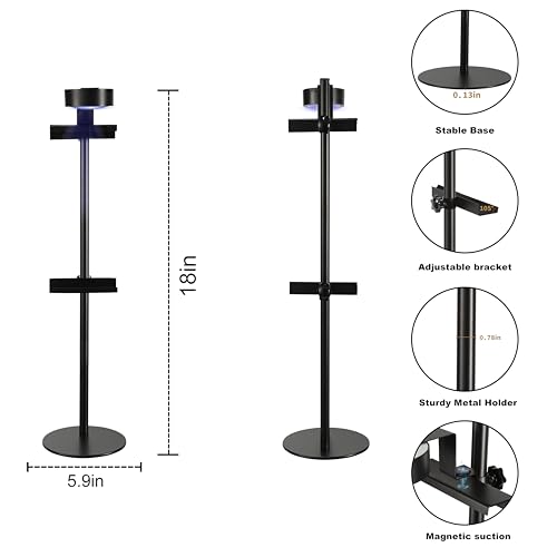 Adjustable Desktop Photo Frame Stand with Magnetic Wall Painting Light, Holds Picture Frames up to 18 Inch,with Rechargeable Battery,Metal Vertical Stand with 3 Color Temperature & 13RGB Poster Lights, for Displaying Picture Frames, Artworks (1 Pack, Blac