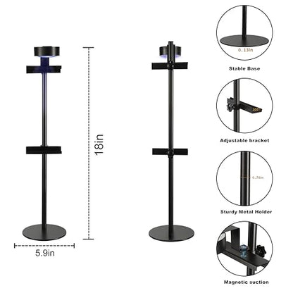 Adjustable Desktop Photo Frame Stand with Magnetic Wall Painting Light, Holds Picture Frames up to 18 Inch,with Rechargeable Battery,Metal Vertical Stand with 3 Color Temperature & 13RGB Poster Lights, for Displaying Picture Frames, Artworks (1 Pack, Blac