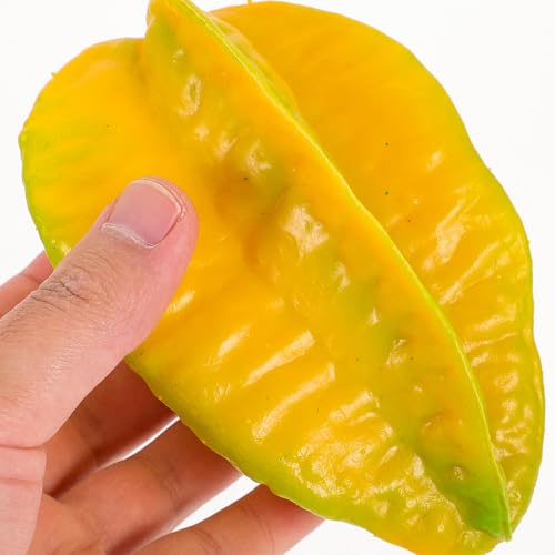 Simulated Starfruit Artificial Fruit Decoration 2pcs Plastic Fake Fruit Prop Photography Home Décor Model for Display and Window Styling