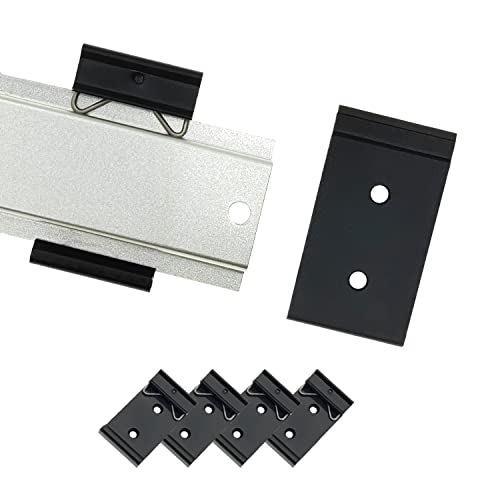 1.08" Width DIN Rail Mounting Clip, Universal Aluminum Alloy Bracket, Snap-in Fixed Clamp for 35mm Slotted DIN Rail, 4-Pack - size: 1.08 Width DIN Rail Mounting Clip