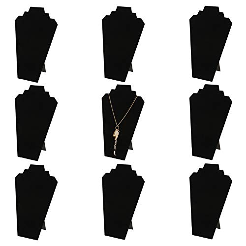Foraineam 9 Pack Necklace Display 12.5 Inches Black Velvet Jewelry Easel Display Holder Pendants Chains Showcase Organizer Stand