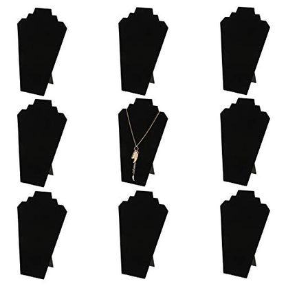 Foraineam 9 Pack Necklace Display 12.5 Inches Black Velvet Jewelry Easel Display Holder Pendants Chains Showcase Organizer Stand