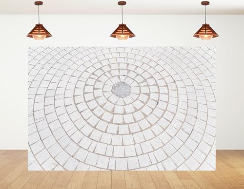 9x6ft Circular Paved Tile Backdrop with Geometric Design and Neutral Tone Photography Background for Outdoor Event and Wedding Decorations Banner Photo Booth Props - size: 9x6ft