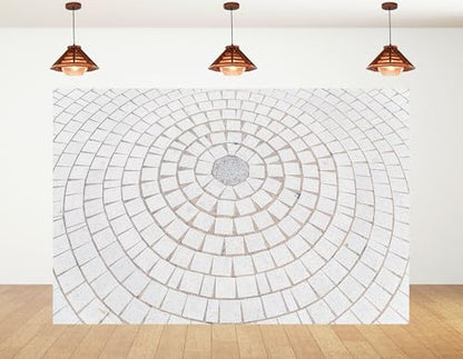 8x8ft Circular Paved Tile Backdrop with Geometric Design and Neutral Tone Photography Background for Outdoor Event and Wedding Decorations Banner Photo Booth Props - size: 8x8ft