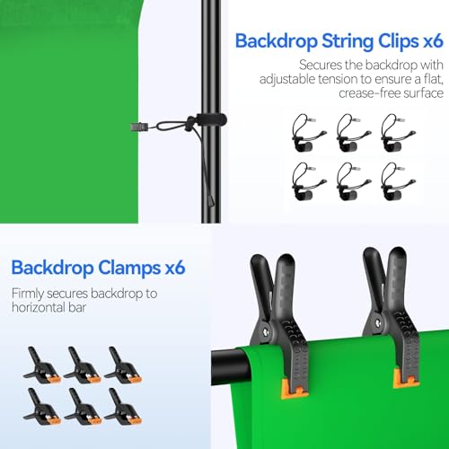 EMART 7 x 10ft Green Screen Backdrop Kit with Tripod Stand, Photography Background Support System with 6 x9ft 100% Cotton Muslin Chromakey Backdrop for Photo Studio, Video Shooting, Live Streaming - size: 7*10ft Stand/6*9ft Backdrop