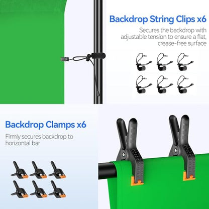 EMART 7 x 10ft Green Screen Backdrop Kit with Tripod Stand, Photography Background Support System with 6 x9ft 100% Cotton Muslin Chromakey Backdrop for Photo Studio, Video Shooting, Live Streaming - size: 7*10ft Stand/6*9ft Backdrop