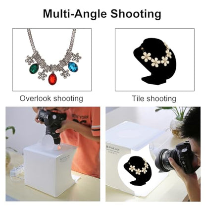 Mini Photo Studio Light Box, PULUZ Portable Folding Photography Lighting Tent Kit with 5500K LED Lights 6 Color Backdrops for Small Items Products Photography 21cm - color: 21cm/8in
