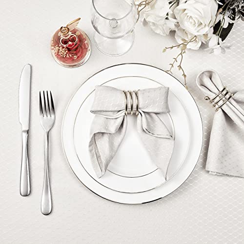 Cloth Napkins Set of 8 – Square 17x17 Inch Jacquard Fabric Polyester Washable Reusable Cloth Napkins for Kitchen Dinner Dining Restaurants Wedding Party Banquet Table (Ivory) - color: Ivory