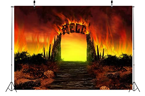 BELECO Hell Gate Photography Backdrop Fabric 12x10ft Hellfire Stairway to Hell Background Christian Religious Belief Church Event Party Decorations Backdrop Adult Artistic Portrait Photoshoot Props - size: 12x10FT