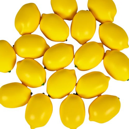 18 PCS Artificial Lemons: Decorations for Homes, Kitchens, Weddings and Parties; Photography Styling Elements; and Early Education Props. (Large Size, Yellow)