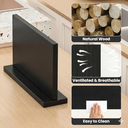 THMINS Extra Large Magnetic Knife Holder, Double-Sided Magnetic Knife Block Universal Multi-function Display Rack for Kitchen Counter (Black) - size: 16x9 inch Black