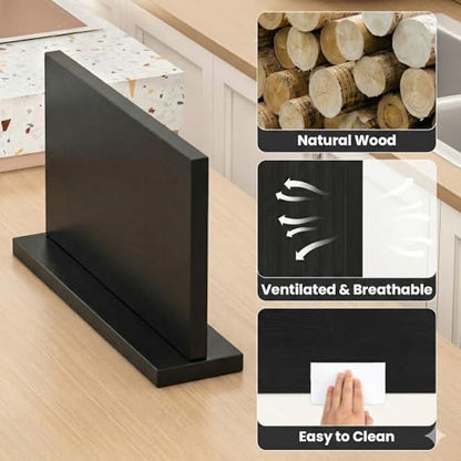 THMINS Extra Large Magnetic Knife Holder, Double-Sided Magnetic Knife Block Universal Multi-function Display Rack for Kitchen Counter (Black) - size: 16x9 inch Black