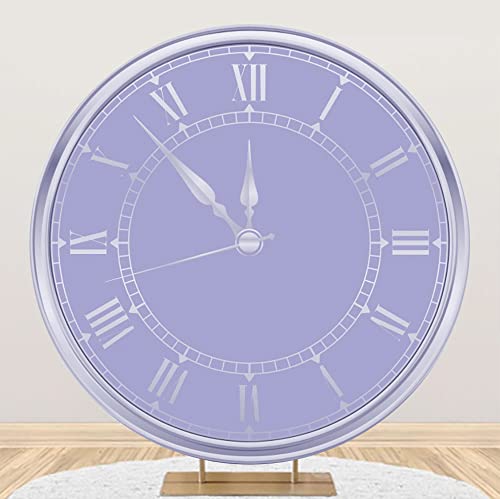6.5x6.5ft Purple Clock Round Backdrop Cover Happy New Year Countdown Circle Photography Background Christmas New Year Eve Party Decor Congratulations Grad Birthday Party Photo Portrait Props - color: Purple, size: 6.5x6.5ft-Diameter