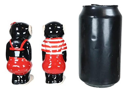 Ebros Gift Circus Carnival Red Jungle Male and Female Monkeys Chimpanzee Apes Couple Ceramic Salt and Pepper Shakers Figurine Set Wildlife Tropical Rainforest Monkey Sculpture