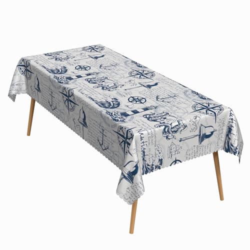 52x70 Inch Nautical Rectangular Tablecloth Sailing Ocean Adventure Anchor Lighthouse Table Cloth Washable Durable Table Cover for Kitchen Dining Picnic Outdoor Party Decor - color: Color6, size: 70" x 52" (Rectangular)