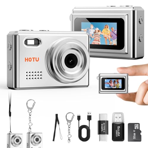 Digital Camera, FHD 1080P Camera, Digital Point and Shoot Camera for Photography with 128GB Card, 12MP Portable Compact Point and Shoot Digital Camera for Teens Ad,White - color: Silver, style: Minimalist