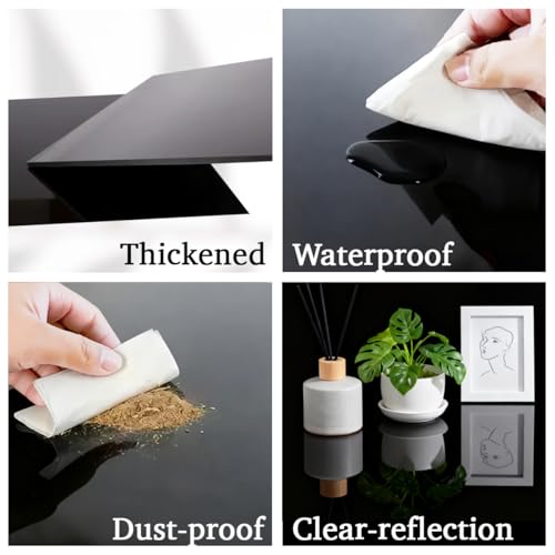 2 PCS Board Photo Backdrop, 16x12 Inch Black Double Sided Matte and Reflective Waterproof Backdrop Boards for Photography with 2 PCS Bracket for Flat Lay - color: Black 2