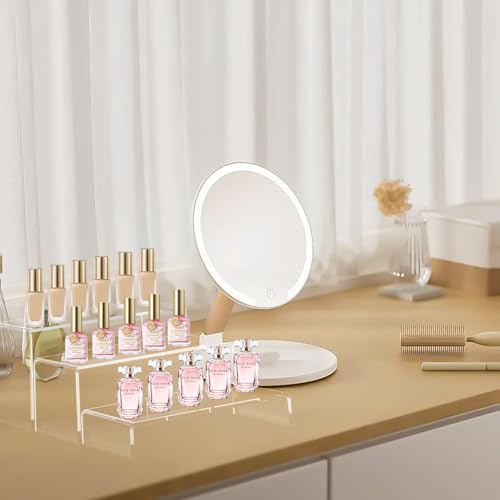 6 PCs Risers Display Stands 3 Tiers Desktop Acrylic Shelves Cake Dessert Holder Products Stand for Collectibles Shoes Jewels Pop Figure (Clear) - color: Clear 6 PCs