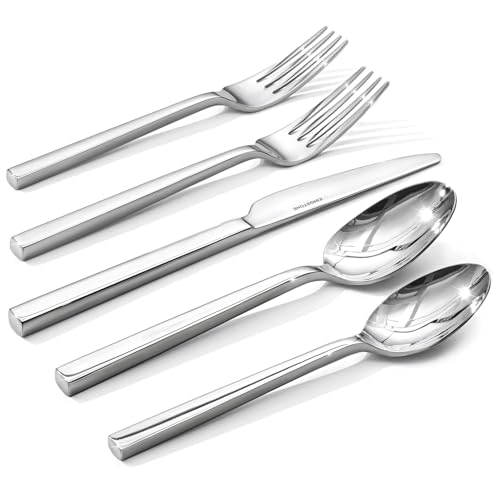 KINGSTONE Silverware Set, 60-Piece Flatware Cutlery Set Premium Stainless Steel, Service for 12, for Kitchen, Home, Wedding, Party, Mirror Polished and Dishwasher Safe - size: 60-piece