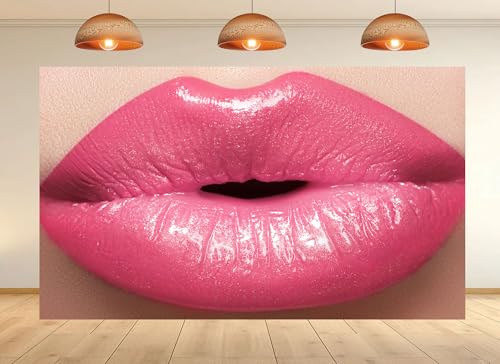 4x4ft Shiny Pink Lipstick Close Up Backdrop Lip Care Beauty Scene Photo Background Tapestry for Cosmetic Brand Party Makeup Event Photography Home Decorations Studio Props - size: 4x4ft