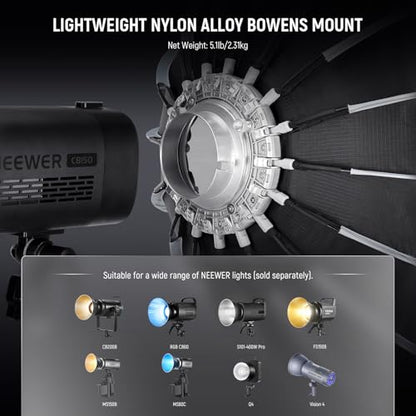 NEEWER Basics Parabolic Softbox Bowens Mount, 47" Quick Release Soft Box Light Diffuser/Grid/Bag Compatible with Godox Compatible with Aputure 600d Studio Photography Video Recording Lighting, NS39P - style: 47"/ 120cm Parabolic