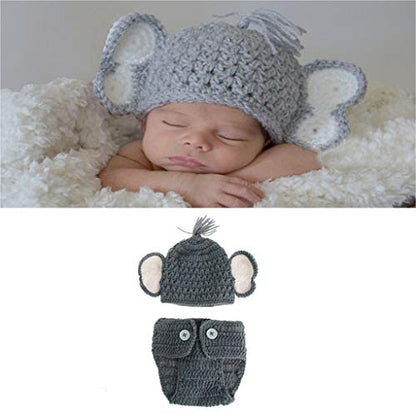 Matissa Newborn Baby Girl/Boy Crochet Knit Costume Photography Prop Hats Outfits - color: Grey