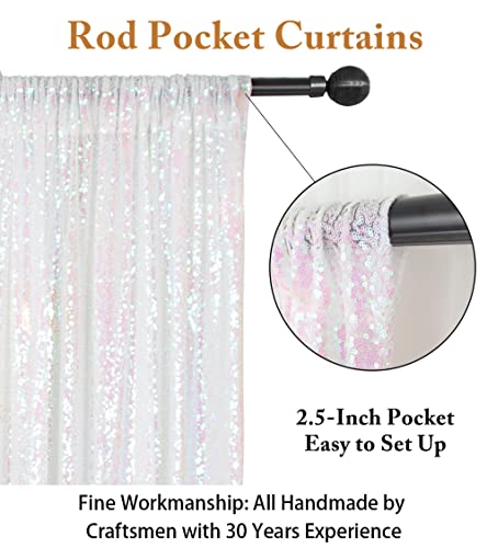 ShinyBeauty Sequin Backdrop 7FTx7FT Iridescent White Shimmer Wall Drapes Glitter Photo Backdrop for Baby, Birthday - color: Iridescent, size: 7FTx7FT
