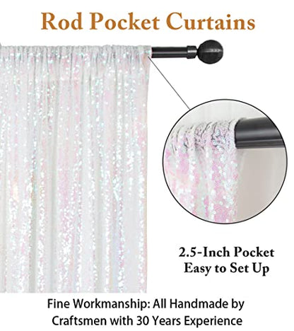 ShinyBeauty Sequin Backdrop 7FTx7FT Iridescent White Shimmer Wall Drapes Glitter Photo Backdrop for Baby, Birthday - color: Iridescent, size: 7FTx7FT
