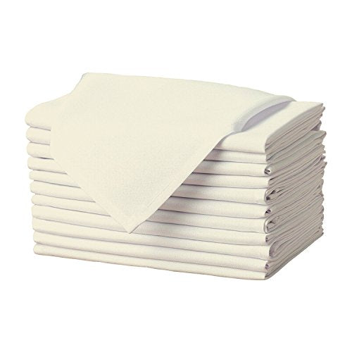 Gee Di Moda Cloth Napkins - 17 x 17 Inch Ivory Dinner Napkins - Set of 12 Soft & Absorbent Washable Fabric Cloth Table Napkins with Hemmed Edges for Hotel Restaurant, Holiday Parties & Wedding - color: Ivory
