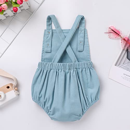 IMEKIS Baby Girls Boys Boho 1st Birthday Outfit Backless Overalls Romper for Cake Smash Photo Shoot - color: Blue One, size: 6-12 Months