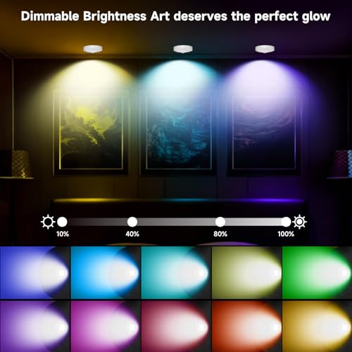 Battery Operated Painting Light, Magnetic Picture Light with Remote Dimmable and Timer - color: Black, size: 6 Packs